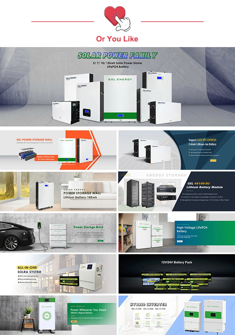 Gsl LiFePO4 Battery 8.4kwh 16.8kwh 25.2kwh 33.6kwh Solar System Home Lithium Power Storage Brick Battery